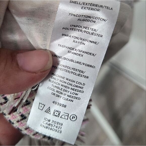 Loft sz 6p Tweed Fringe Sheath Dress pink cream and black - Picture 10 of 13